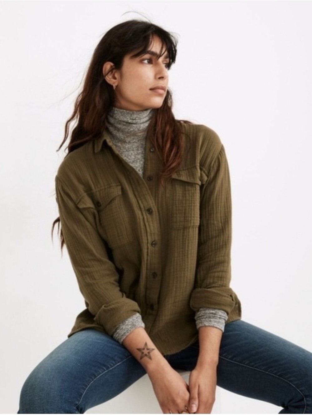 Madewell Lightspun Flap-Pocket Oversized Ex-Boyfriend Shirt Preloved XL